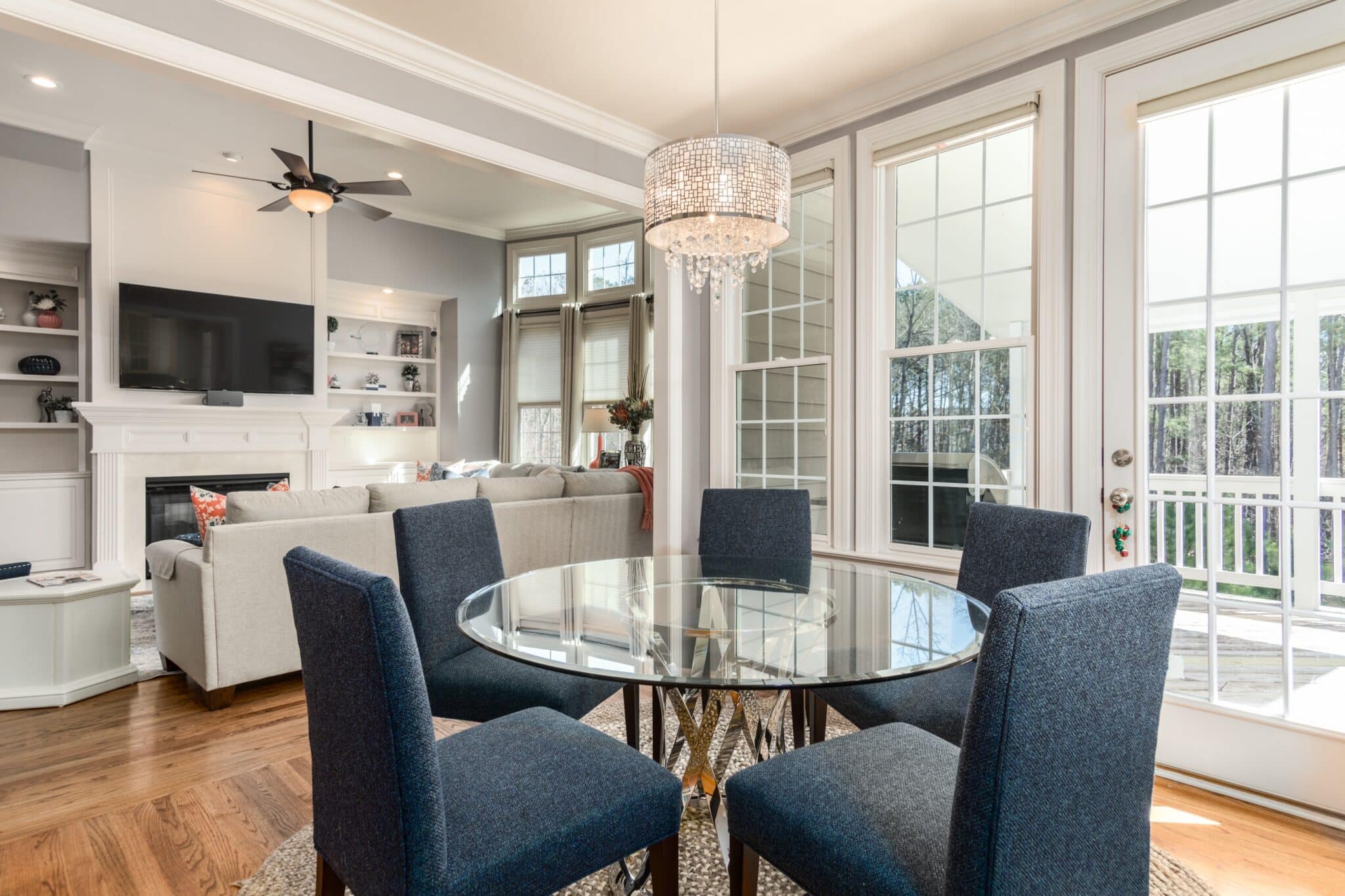 Smart home energy use shown in a dining room.
